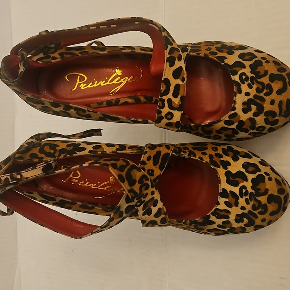 👣PRIVILEGED 😽 Leopard Stilletto Platform "STRIPPER " Heels S 9 - Picture 7 of 8